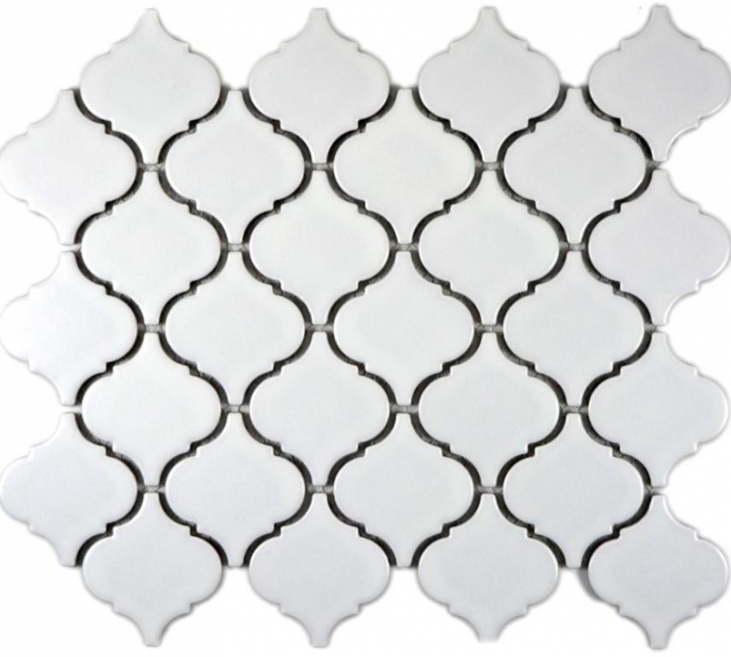 Retro vintage azulejos de mosaico de cerámica florentino blanco mate MOS13-11WM_f | 10 esteras de mosaico