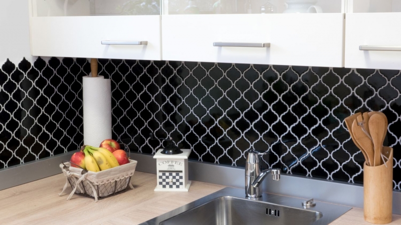 Retro vintage azulejos de mosaico de cerámica florentino negro brillante MOS13-2BG_f | 10 esteras de mosaico