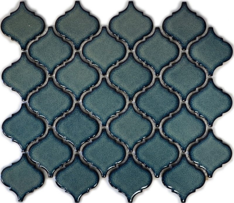 Retro vintage azulejos de mosaico de cerámica florentino azul moteado brillante pared MOS13-0408_f | 10 esteras de mosaico