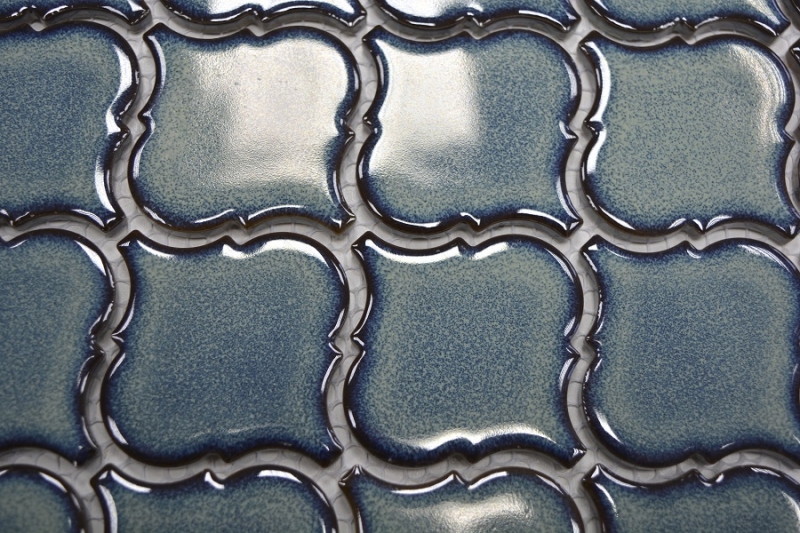Retro vintage azulejos de mosaico de cerámica florentino azul moteado brillante pared MOS13-0408_f | 10 esteras de mosaico