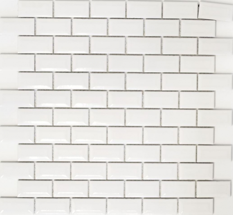 Mini Metro Subway azulejos de mosaico de cerámica BLANCO azulejo backsplash cocina MOS26-0102_f | 10 esteras de mosaico