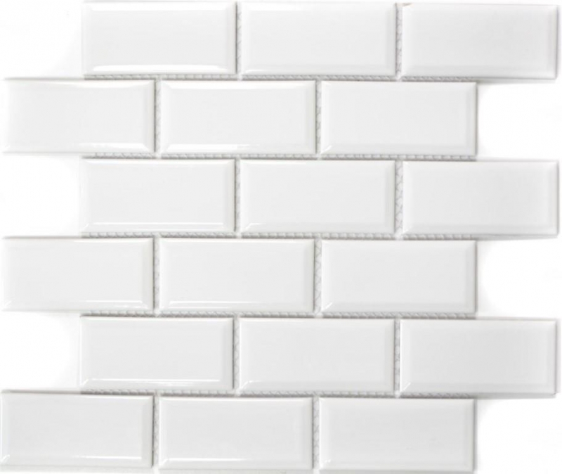 Metro Subway azulejos de mosaico de cerámica BLANCO azulejo backsplash pared de la cocina MOS26M-0101_f | 10 esteras de mosaico