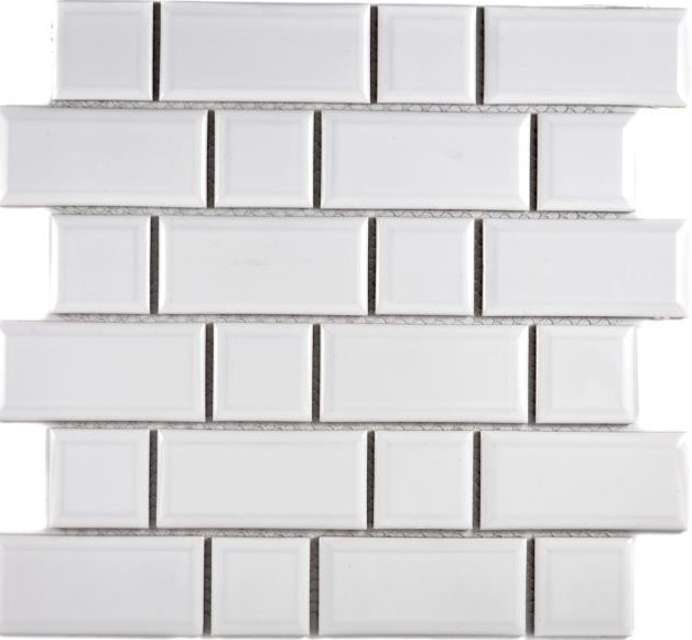 Metro Subway azulejos de mosaico de cerámica blanco backsplash pared de la cocina MOS26WM-0101_f | 10 esteras de mosaico