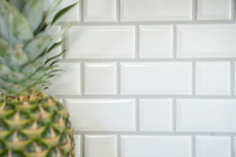 Metro Subway azulejos de mosaico de cerámica blanco backsplash pared de la cocina MOS26WM-0101_f | 10 esteras de mosaico