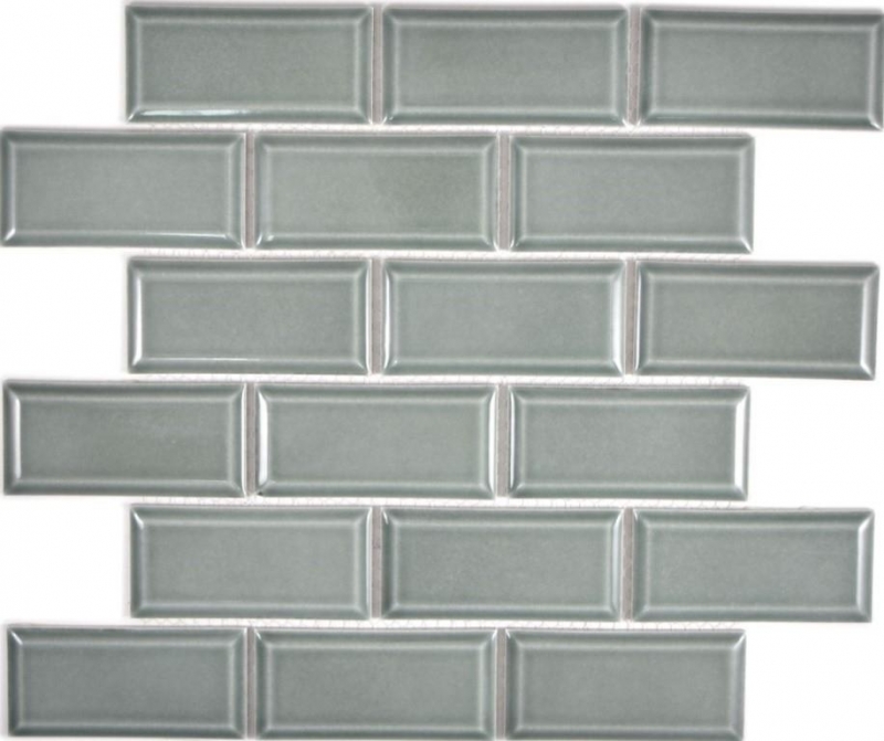 Metro Subway azulejos de mosaico de cerámica gris verde backsplash pared de la cocina MOS26M-0218_f | 10 esteras de mosaico