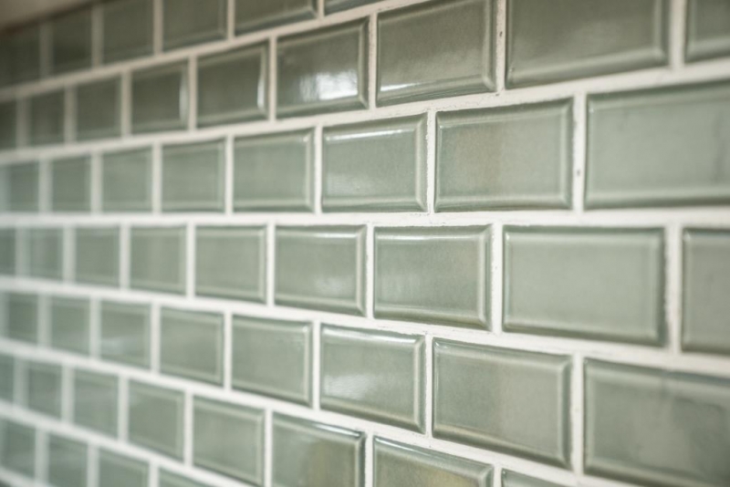 Metro Subway azulejos de mosaico de cerámica gris verde backsplash pared de la cocina MOS26M-0218_f | 10 esteras de mosaico