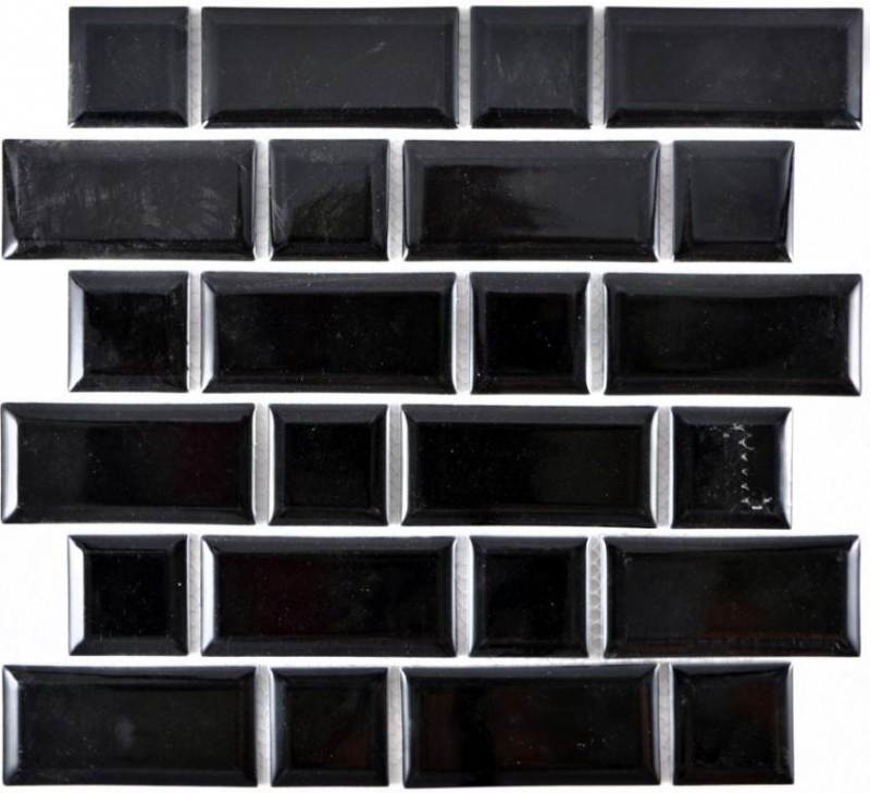 Metro Subway azulejos de mosaico de cerámica negro azulejo backsplash cocina MOS26WM-0301_f | 10 esteras de mosaico