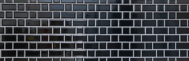Metro Subway azulejos de mosaico de cerámica negro azulejo backsplash cocina MOS26WM-0301_f | 10 esteras de mosaico