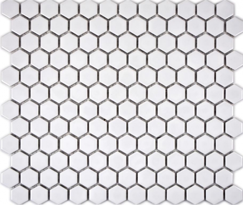 Azulejos de mosaico de cerámica hexágono blanco brillante azulejo backsplash cocina MOS11A-0102_f | 10 esteras de mosaico