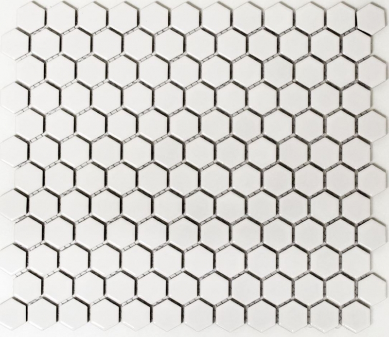 Azulejos de mosaico de cerámica hexágono blanco mate pared ducha azulejo backsplash pared azulejos MOS11A-0111_f | 10 esteras de mosaico