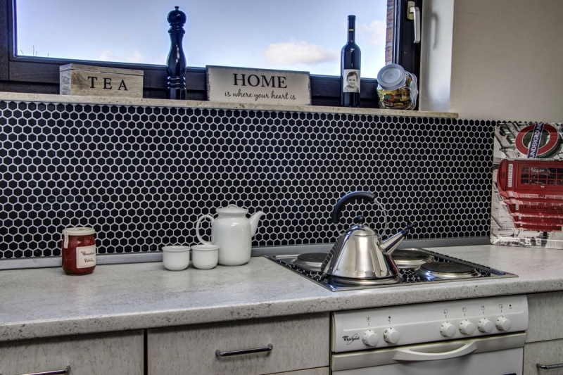 Azulejos de mosaico de cerámica hexágono negro mate ducha salpicaduras azulejo backsplash MOS11A-0311_f | 10 esteras de mosaico