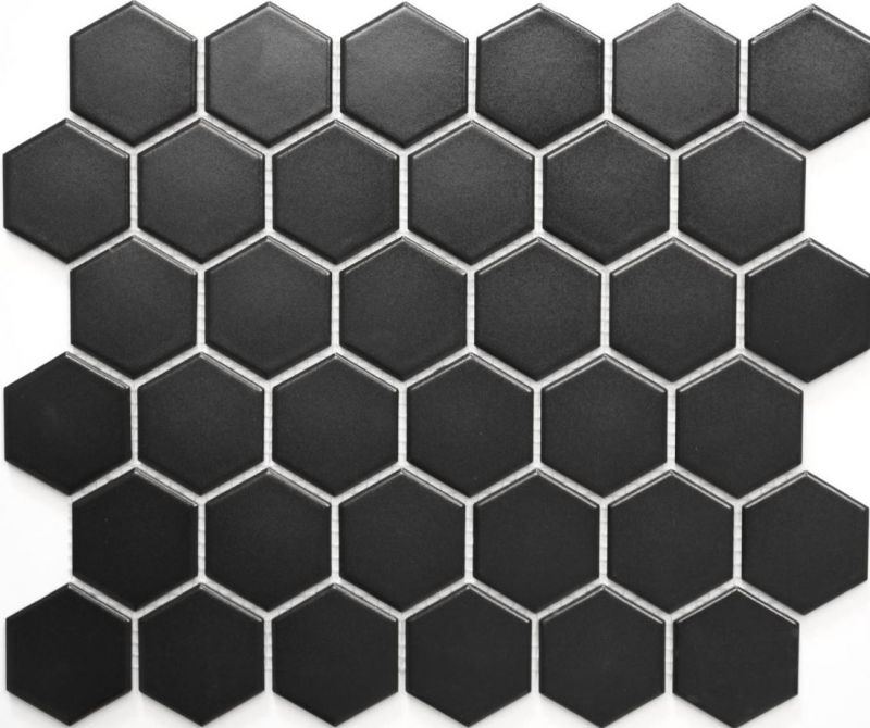 Azulejos de mosaico de cerámica hexágono negro mate azulejo backsplash cocina splashback MOS11B-0311_f | 10 esteras de mosaico