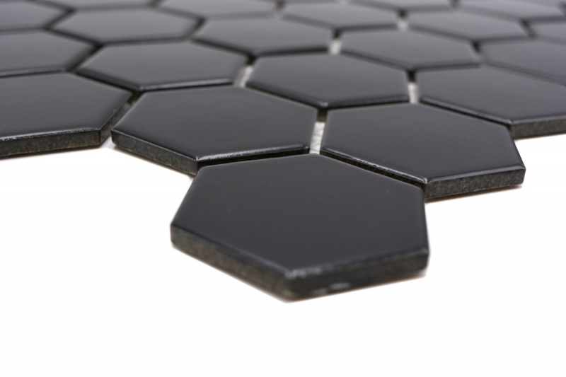 Azulejos de mosaico de cerámica hexágono negro mate azulejo backsplash cocina splashback MOS11B-0311_f | 10 esteras de mosaico
