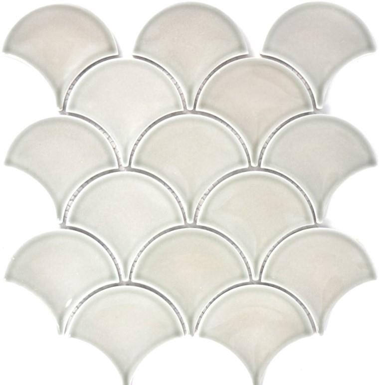 Azulejo de mosaico de cerámica gris fan piedra gris brillante cocina splashback MOS13-FS02_f | 10 esteras de mosaico