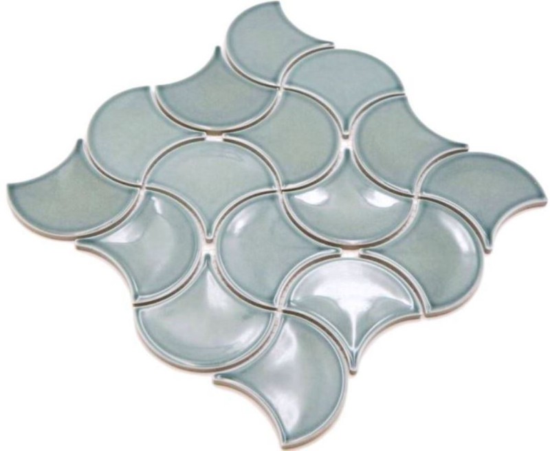 Mosaico de azulejos de cerámica ventilador de petróleo ola brillante azulejo de la pared azulejos de baño MOS13-FSW18_f | 10 esteras de mosaico