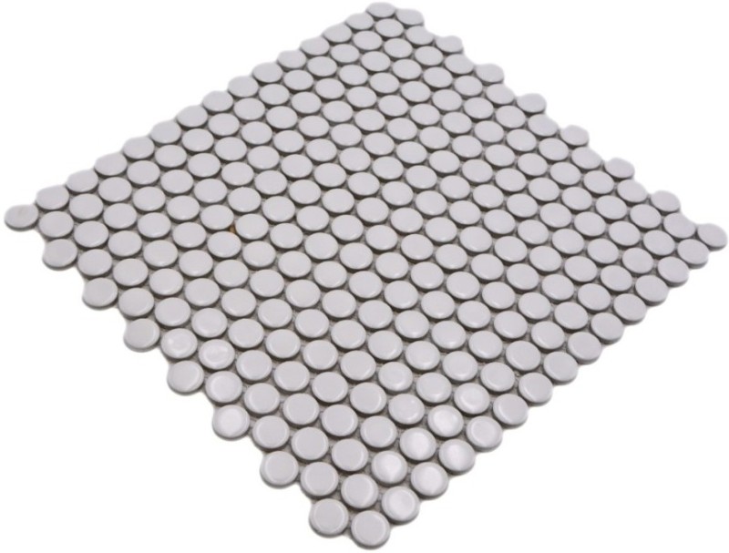 Botón de mosaico LOOP redondo mosaico blanco brillante pared cocina ducha BAD MOS10-0102_f | 10 esteras de mosaico
