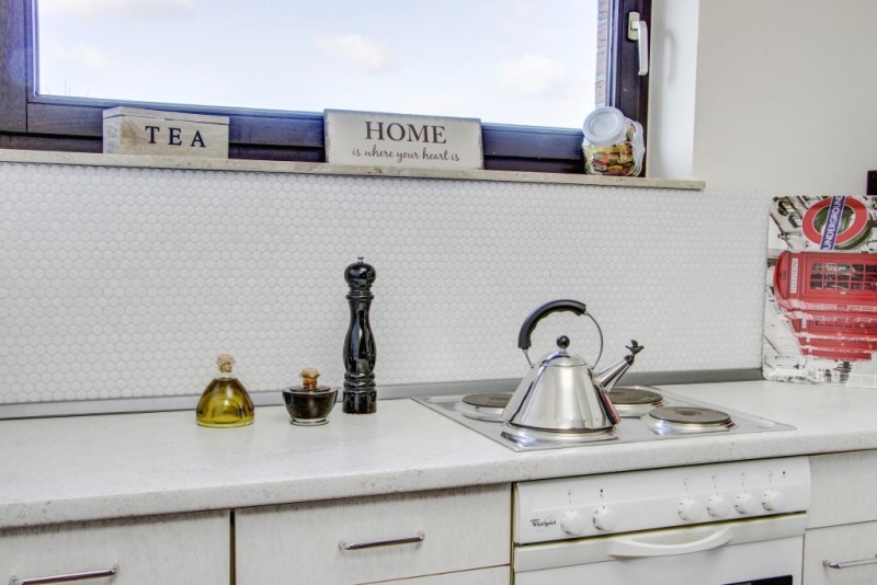 Botón de mosaico LOOP redondo mosaico blanco brillante pared cocina ducha BAD MOS10-0102_f | 10 esteras de mosaico