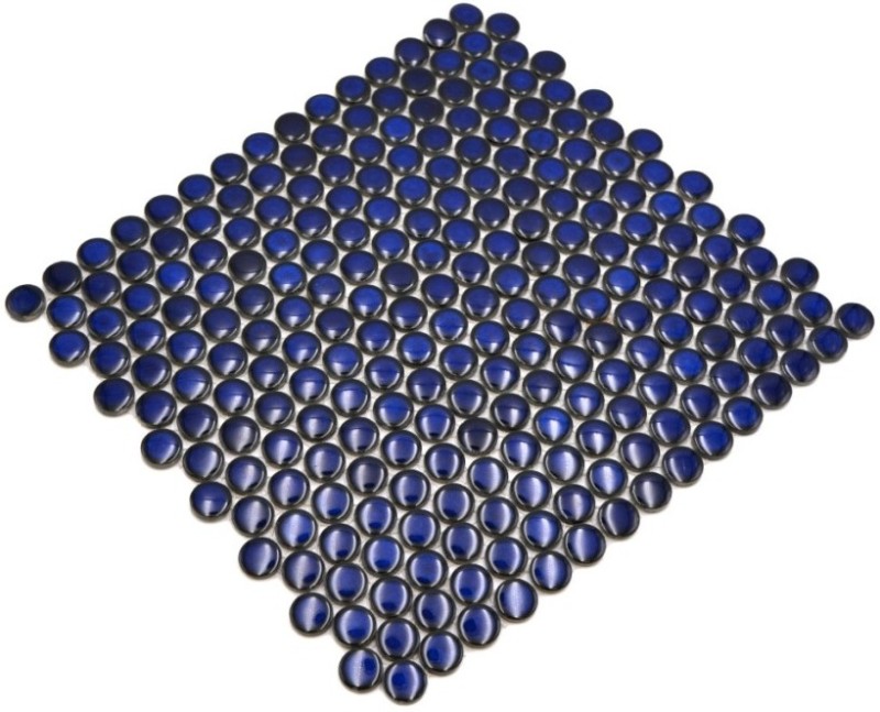 Botón de mosaico LOOP redondo mosaico azul oscuro cobalto pared cocina ducha BAÑO MOS10-0405_f | 10 esteras de mosaico