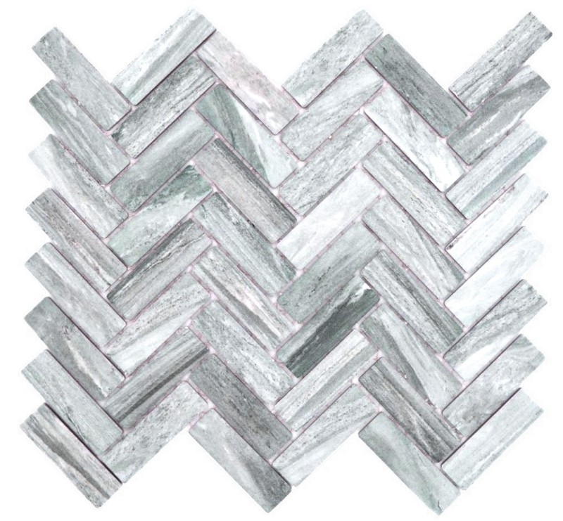 Mosaico de cerámica en espiga efecto piedra gris azulejo backsplash MOS24-SO32_f | 10 esteras de mosaico
