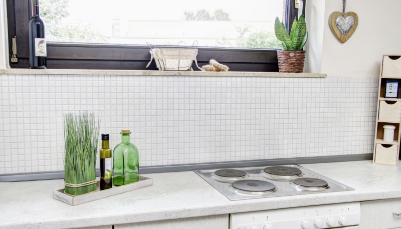 Mosaico de cerámica BLANCO GLOSSY pared azulejo backsplash cocina backsplash MOS18-0102_f