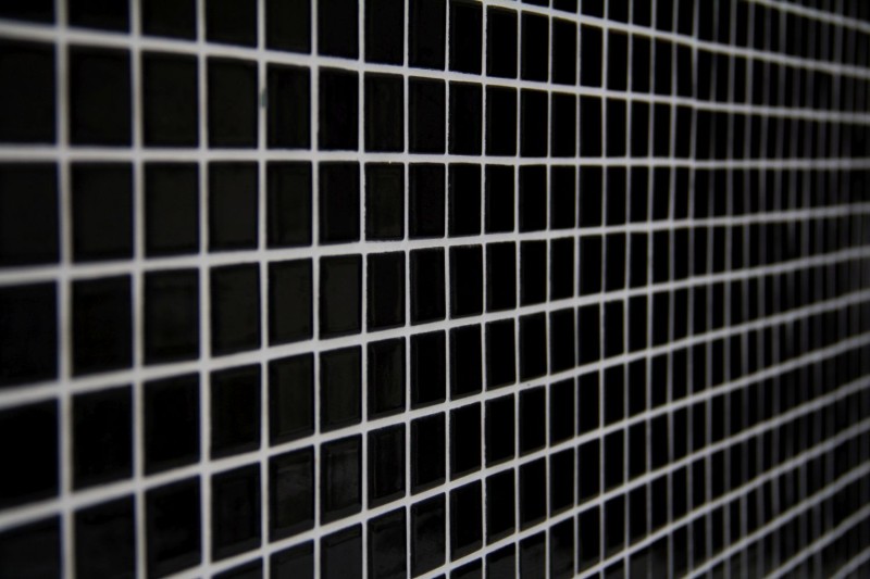 Mosaico de cerámica NEGRO GLOSSY pared azulejo backsplash cocina MOS18-0302_f