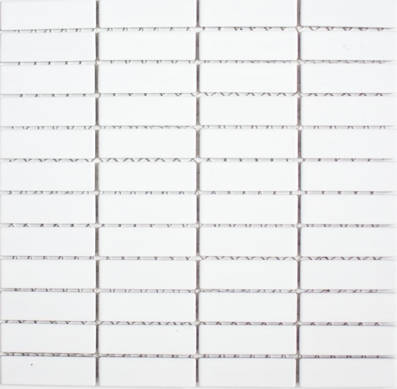 Mosaico de azulejos de cerámica varillas blanco brillante azulejo backsplash cocina MOS24-0102_f