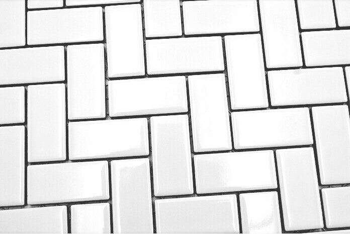 Mosaico de azulejos de cerámica en espiga blanco brillante azulejo de la cocina azulejo de la pared MOS24-CHB5WG_f
