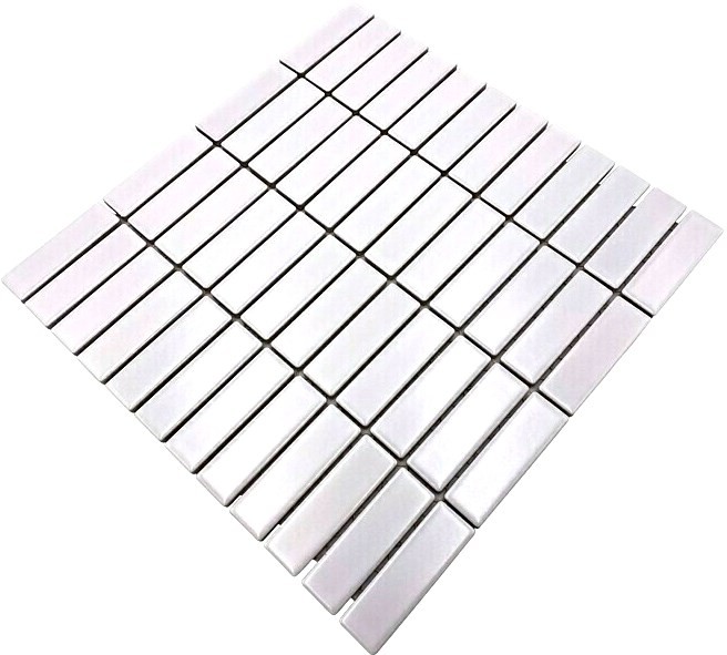 Mosaico de azulejos de cerámica barras de blanco mate bañera revestimiento MOS24-0111_f