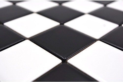 Mosaico de cerámica blanco negro mate tablero de ajedrez backsplash MOS16-CD202_f