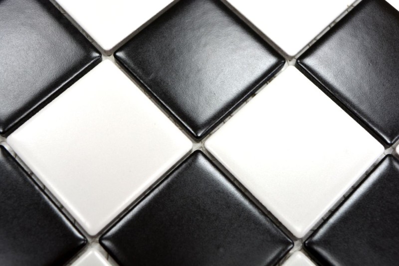 Mosaico de cerámica blanco negro mate tablero de ajedrez backsplash MOS16-CD202_f