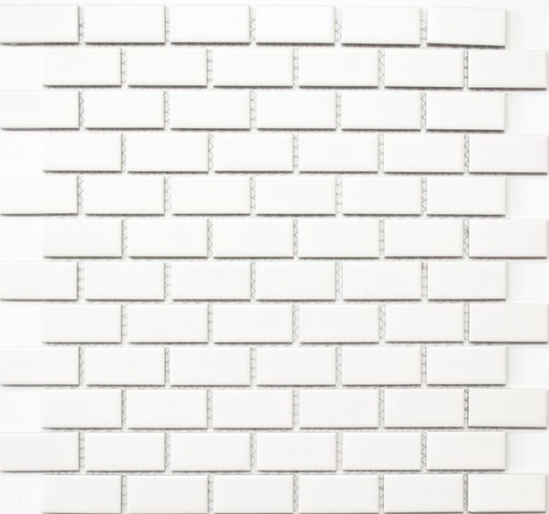 Mosaico cerámica ladrillo blanco mate revestimiento bañera MOS24-03WM_f