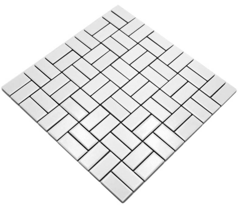 Mosaico cerámico molino de viento blanco mate revestimiento bañera MOS24-CWM07WM_f