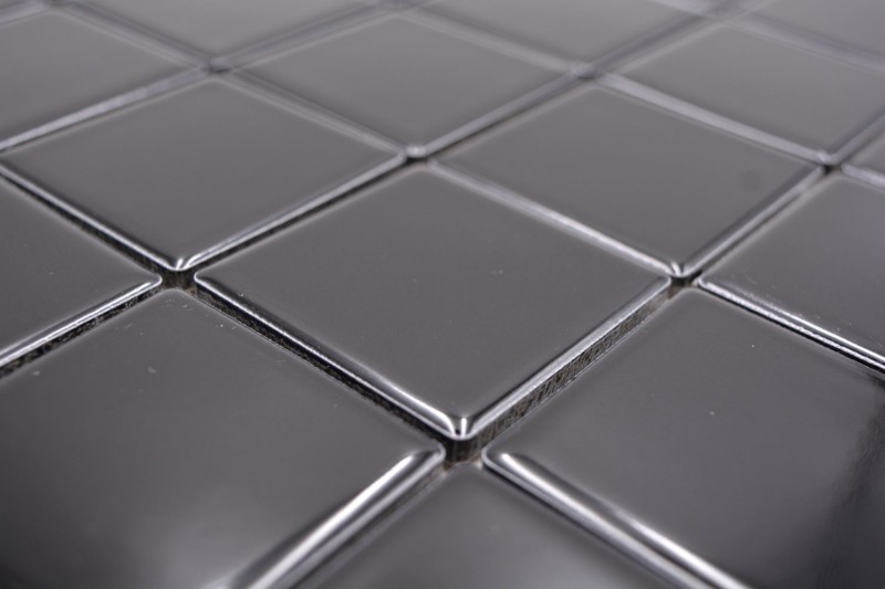 Mosaico de cerámica negro brillante azulejo backsplash cocina splashback MOS16B-0301_f