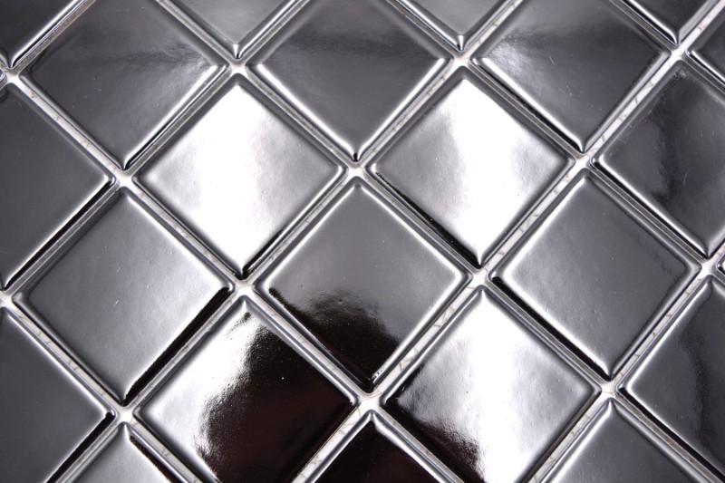 Mosaico de cerámica negro brillante azulejo backsplash cocina splashback MOS16B-0301_f