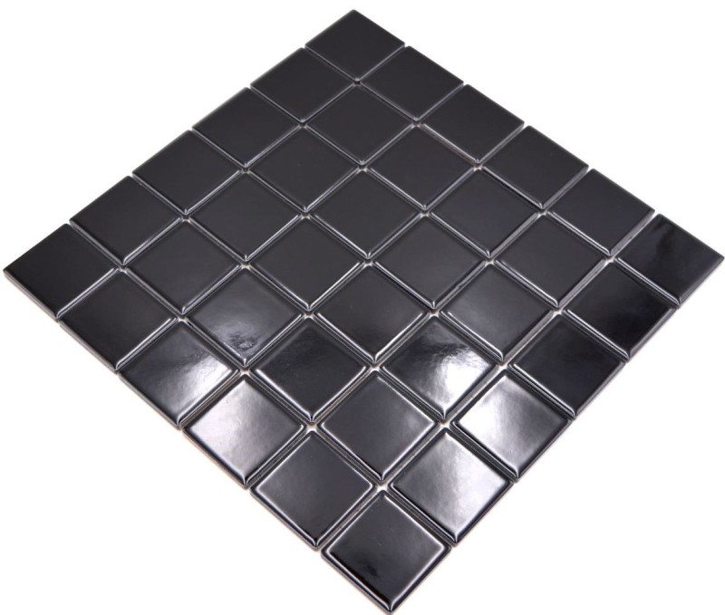 Mosaico de cerámica negro brillante azulejo backsplash cocina splashback MOS16B-0301_f
