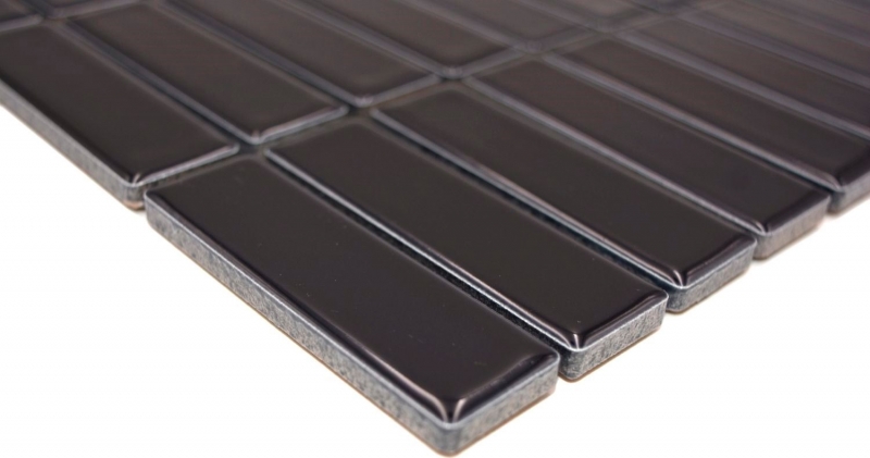 Mosaico de azulejos de cerámica varillas negro brillante cocina splashback MOS24-0302_f