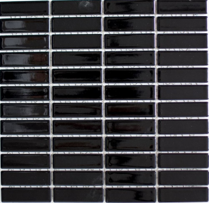 Mosaico de azulejos de cerámica varillas negro brillante cocina splashback MOS24-0302_f