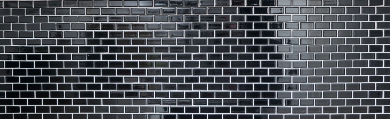 Mosaico cerámico ladrillo negro brillante salpicadero de cocina MOS24-4BG_f