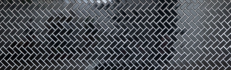 Mosaico de cerámica en espiga negro brillante mosaico azulejo backsplash MOS24-CHB6BG_f