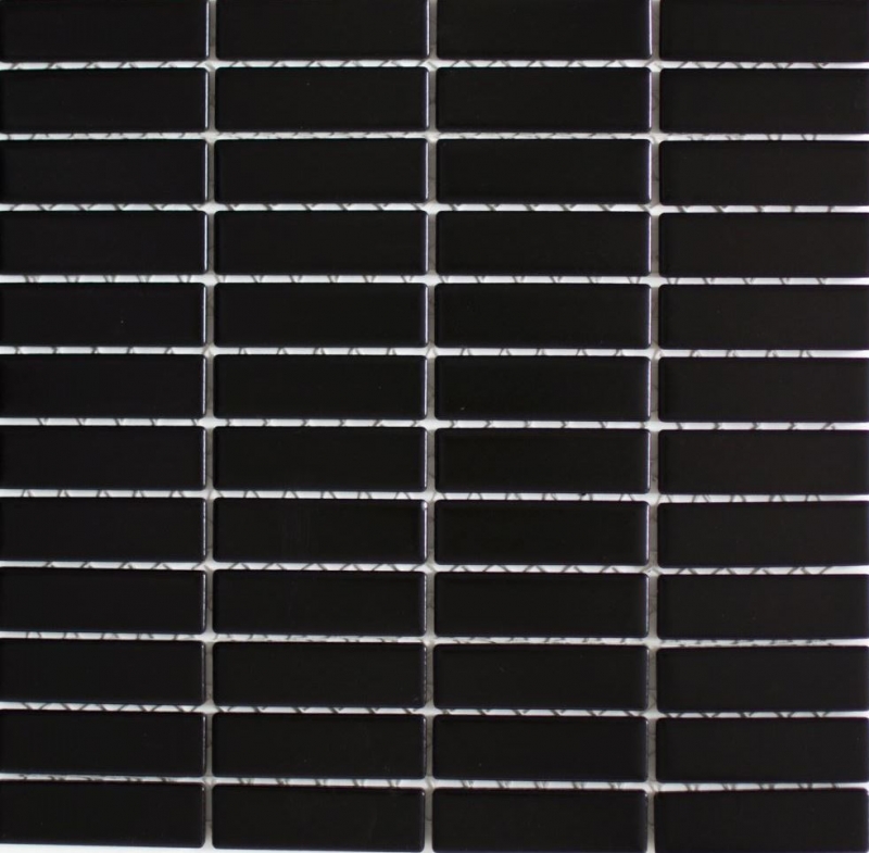 Mosaico de azulejos de cerámica varillas negro mate mosaico pared cocina splashback MOS24-0311_f