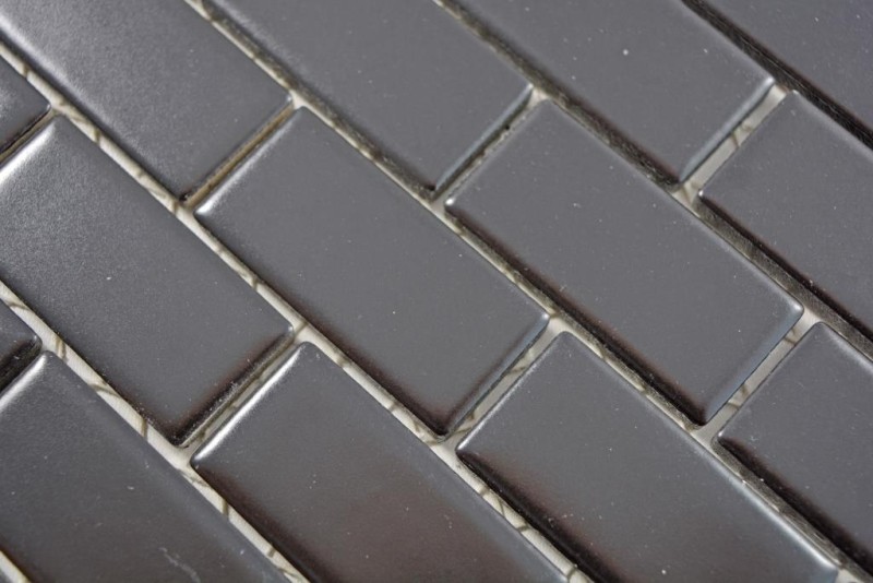 Mosaico de cerámica ladrillo negro mate pared de la ducha MOS24-04BM_f