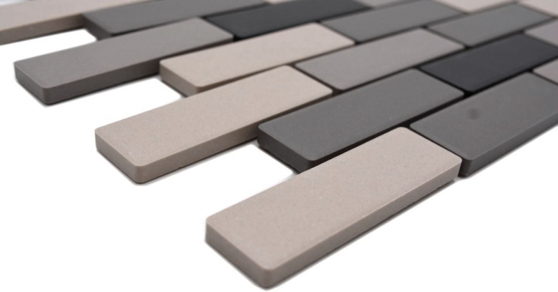 Mosaico cerámico beige claro gris ladrillo sin esmaltar plato de ducha azulejo MOS26-0206-R10_f