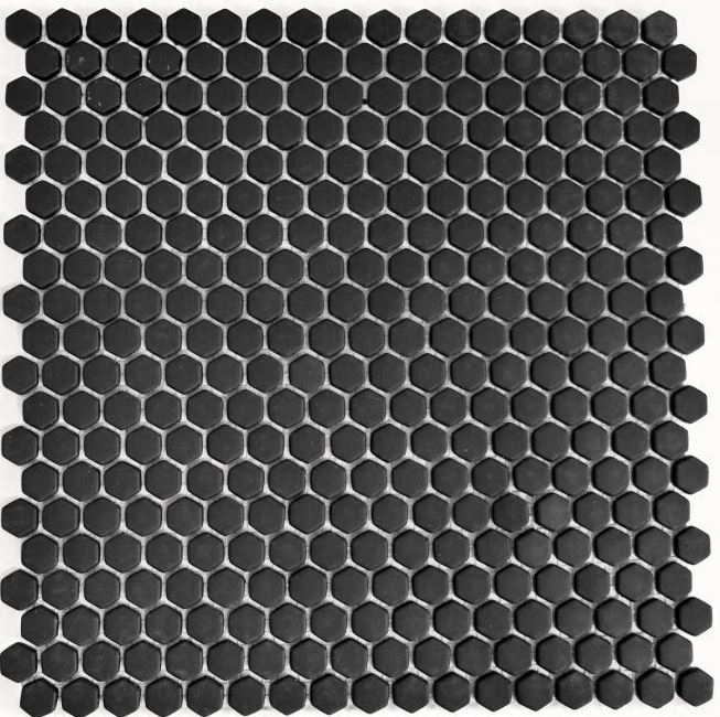 Mosaico de azulejos ECO GLAS Hexágono Esmalte negro mate MOS140-HX11B_f | 10 esteras de mosaico
