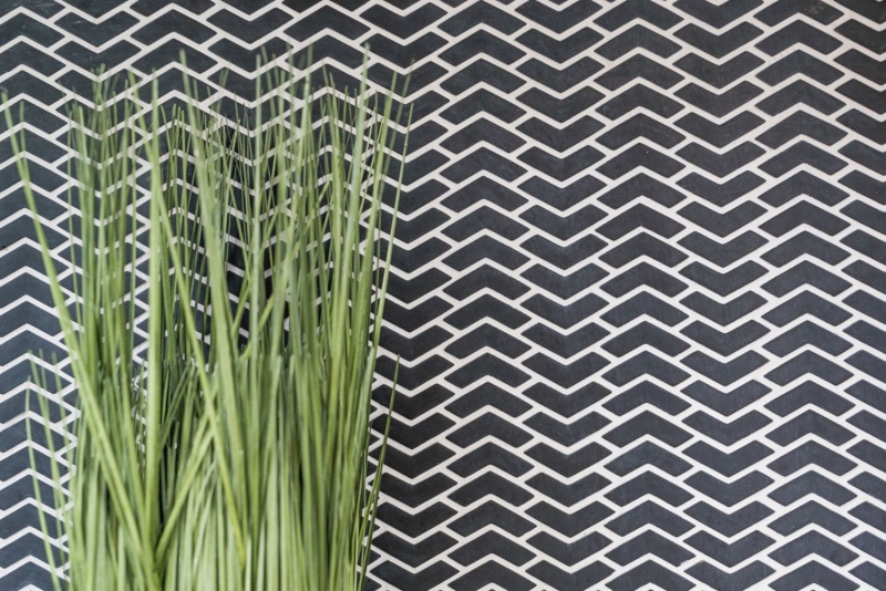 Mosaico de azulejos ECO GLAS espiga esmalte negro mate MOS140-HB31B_f | 10 esteras de mosaico