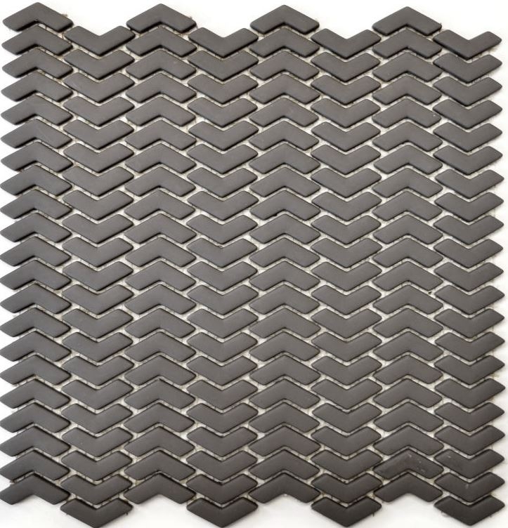 Mosaico de azulejos ECO GLAS en espiga esmalte gris-marrón mate MOS140-HB35G_f | 10 mosaico esteras