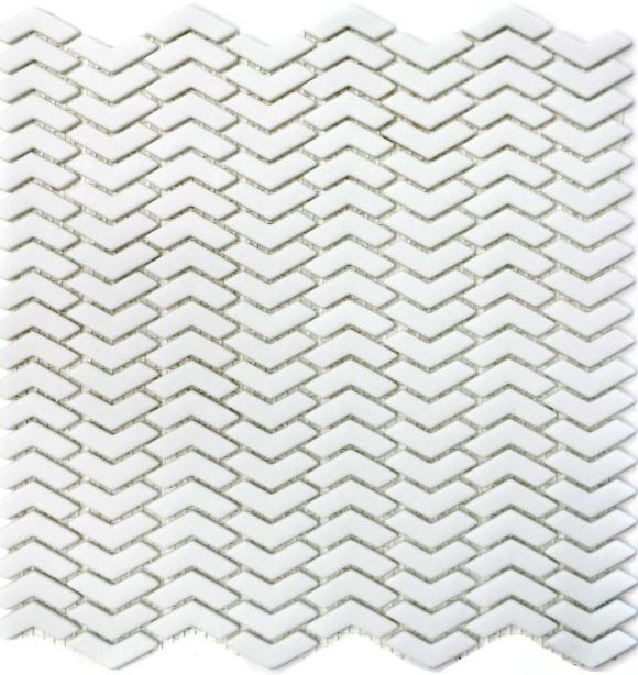 Mosaico de azulejos ECO GLAS en espiga esmalte blanco mate MOS140-HB37W_f | 10 esteras de mosaico