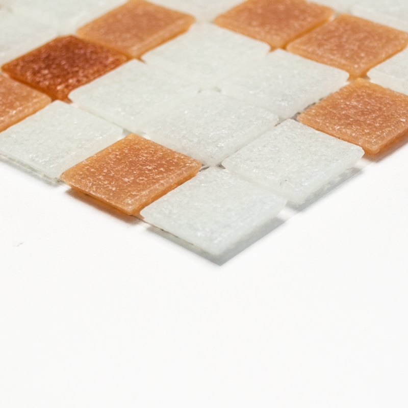 Mosaico de vidrio azulejo de la pared azulejo de baño azulejo ducha salpicaduras azulejo backsplash blanco marrón oscuro MOS52-1002_f | 10 esteras de mosaico