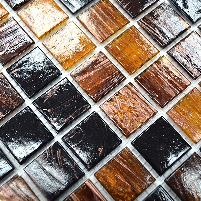 Mosaico de vidrio estrella de oro marrón pared azulejo baño azulejo ducha splashback azulejo backsplash MOS54-1306_f | 10 esteras de mosaico