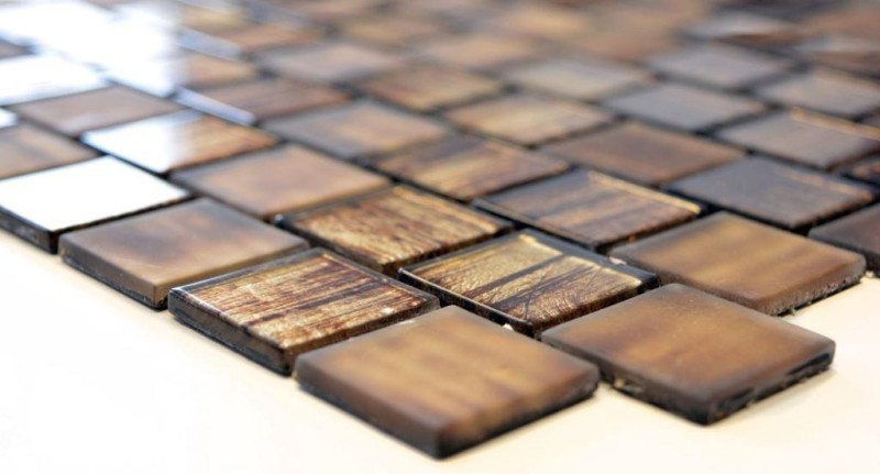 Mosaico de azulejos de vidrio mosaico Cristal esmerilado vidrio marrón claro mate esmerilado MOS68-CF45_f | 10 esteras de mosaico