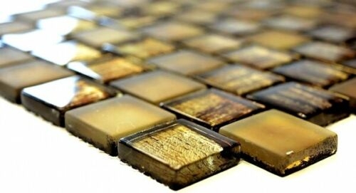 Mosaico de azulejos de vidrio mosaico Cristal esmerilado vidrio marrón claro mate esmerilado MOS78-CF85_f